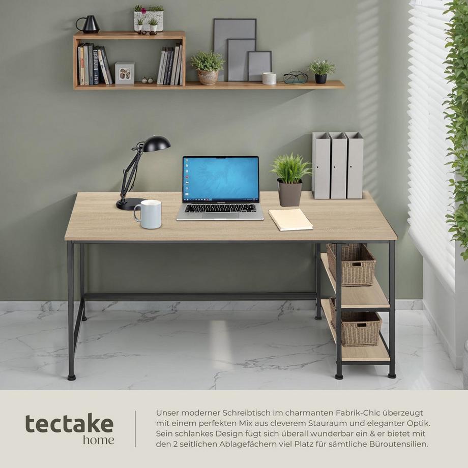 Tectake Computer-Schreibtisch Canton Industrial Style Holz und Stahl  