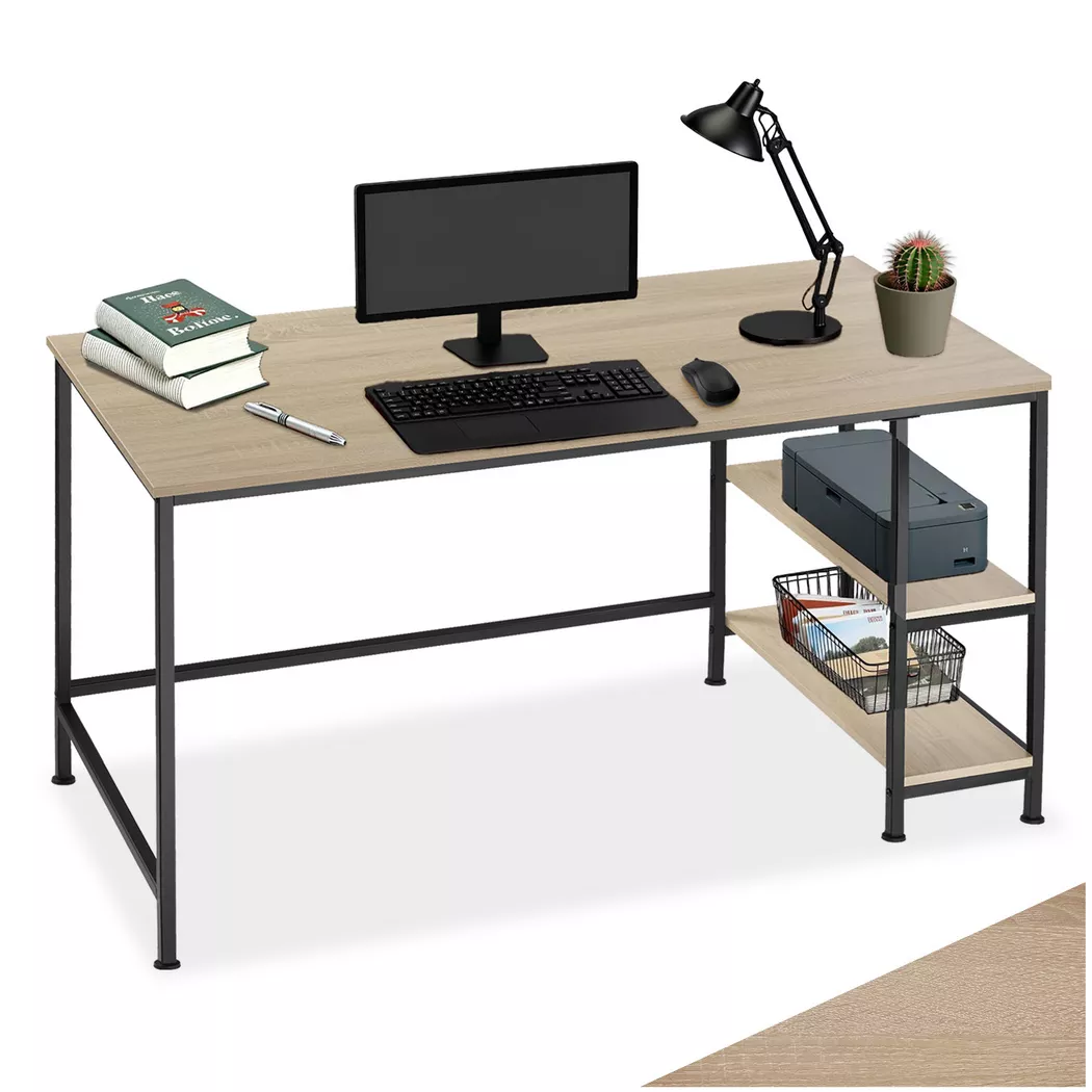 Tectake - Computer-Schreibtisch Canton Industrial Style Holz und Stahl, 120cm, Sand