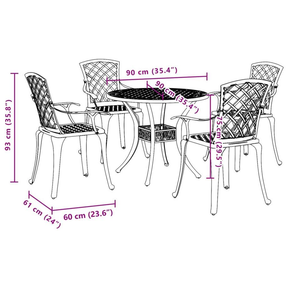 VidaXL Ensemble à manger de jardin aluminium  