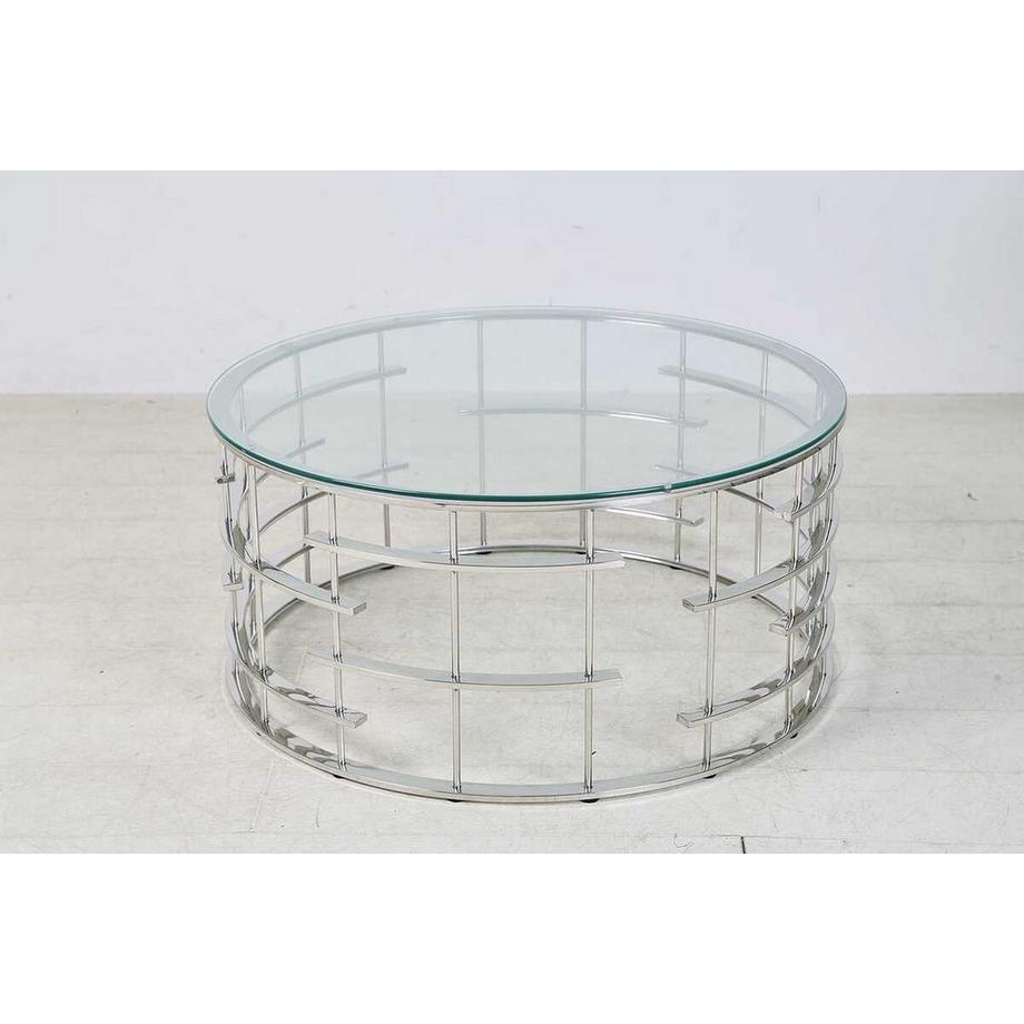 mutoni Table basse Blustix métal verre argent 90  