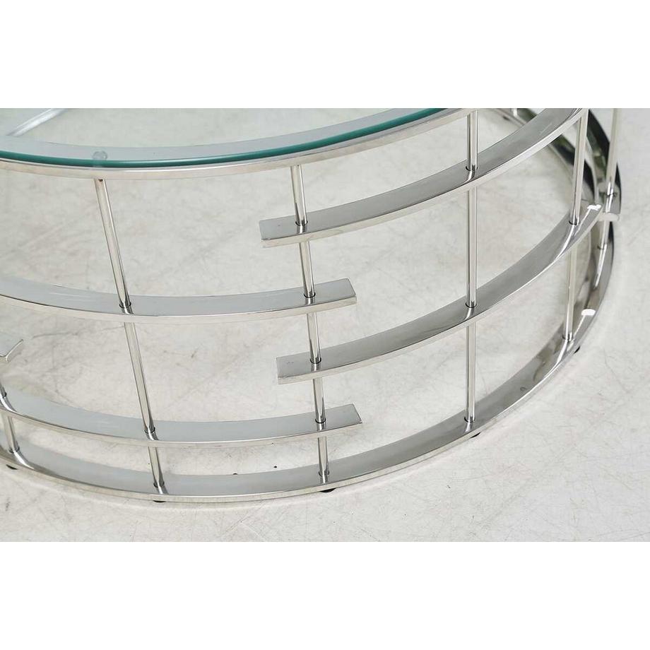mutoni Table basse Blustix métal verre argent 90  