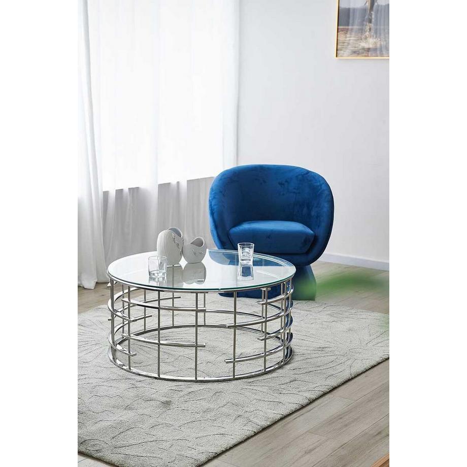 mutoni Table basse Blustix métal verre argent 90  