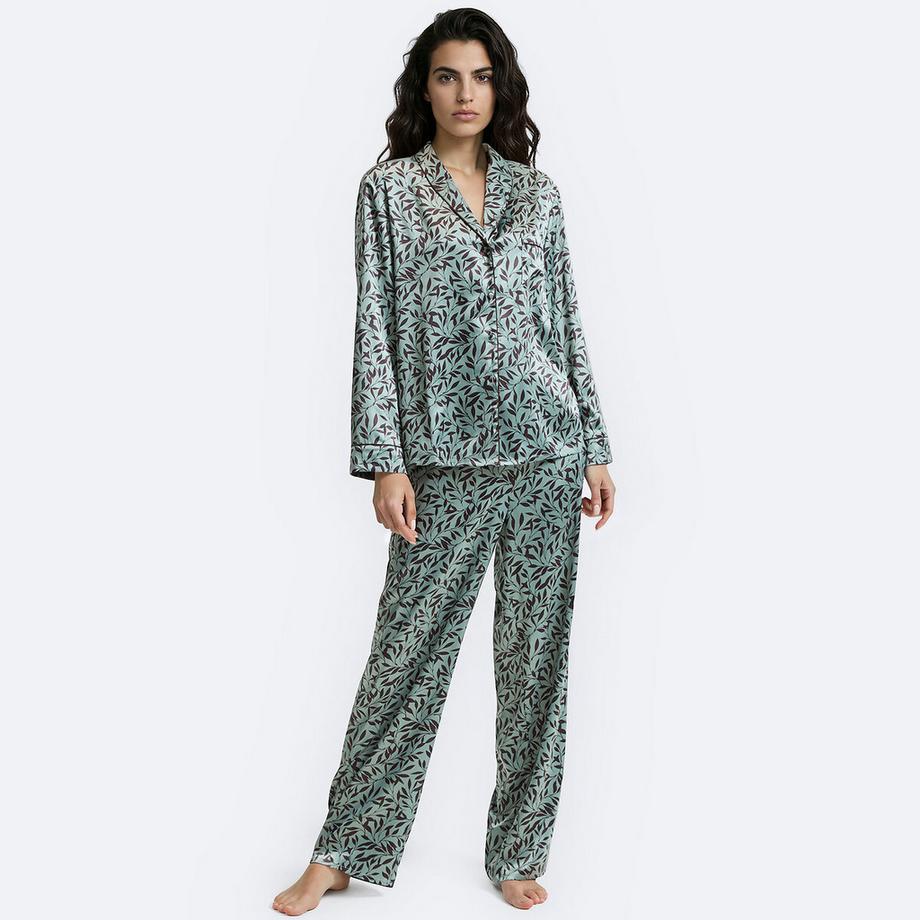 Pyjama 2 pièces en satin imprimé fleurs