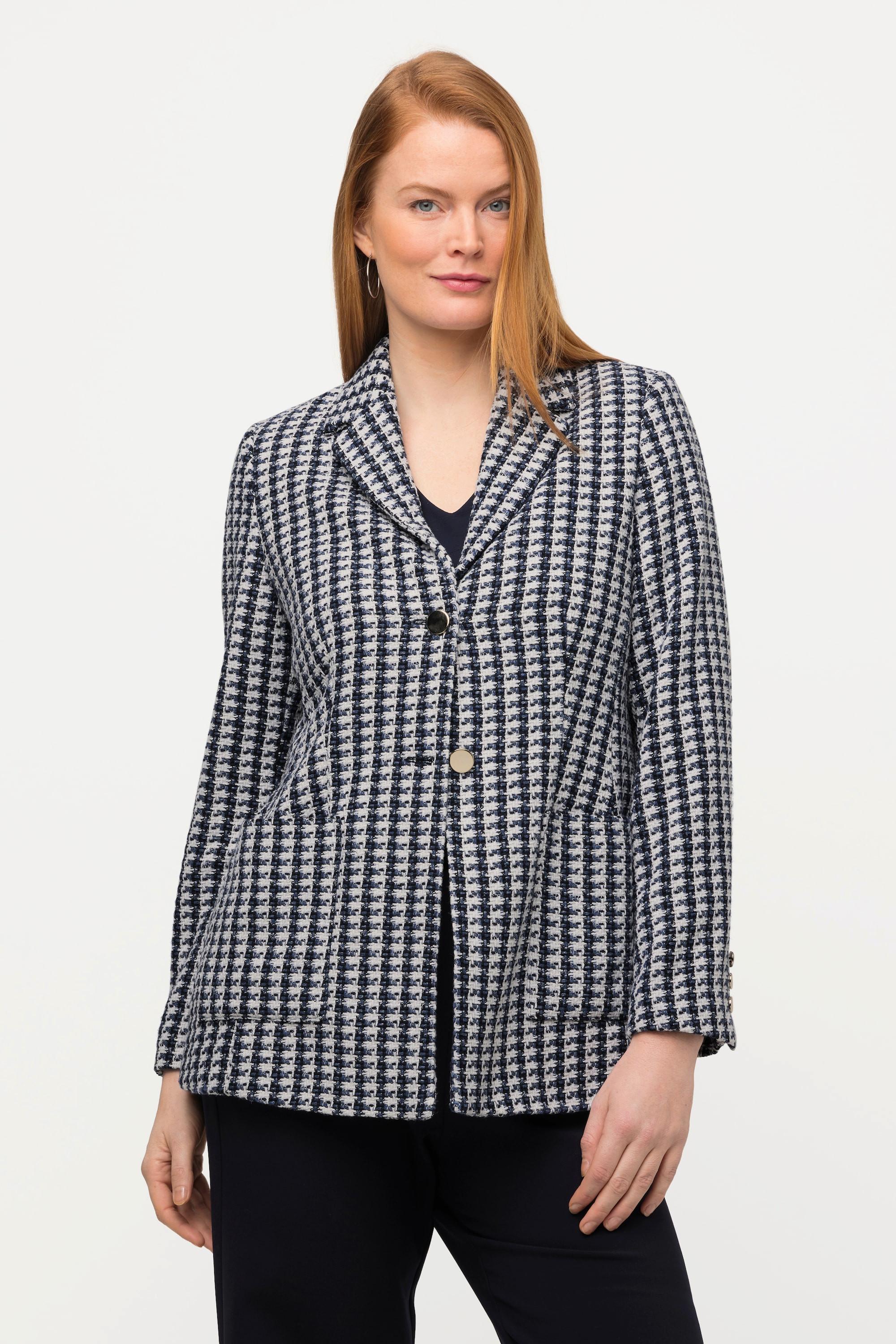 Ulla Popken  Blazer, leicht tailliert, Reverskragen, Bouclé 