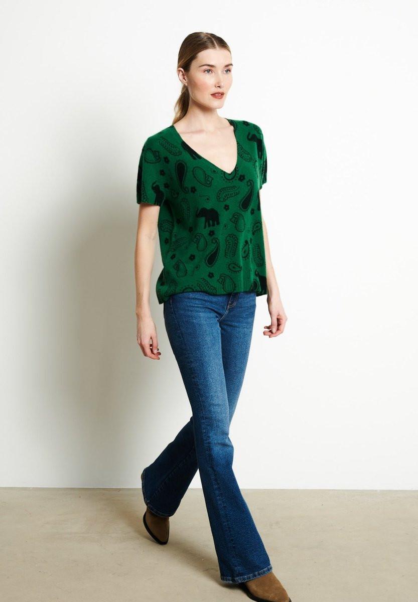 Studio Cashmere8 RIA 6 V-Ausschnitt T-Shirt Elefantenprint  