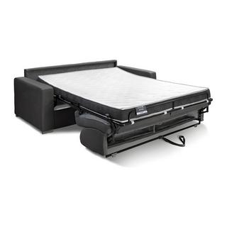 LINEA SOFA Canapé 2 places convertible express en tissu gris - Couchage lattes larges 120 cm - Matelas 14 cm avec mémoire de forme CALITO  