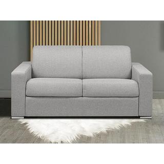 LINEA SOFA Canapé 2 places convertible express en tissu gris - Couchage lattes larges 120 cm - Matelas 14 cm avec mémoire de forme CALITO  