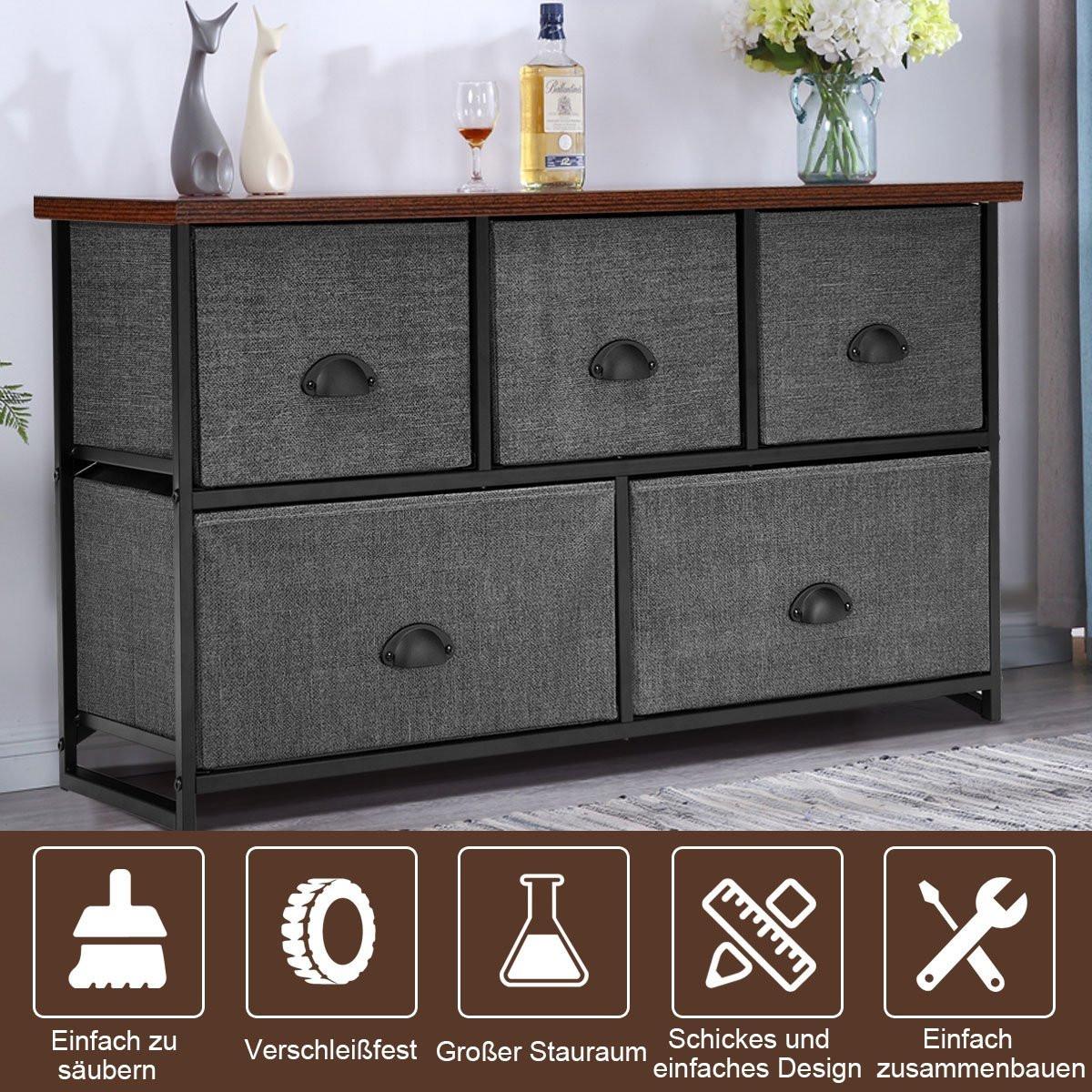 Northix Meuble de rangement 5 tiroirs Coffre de rangement cube horizontal  