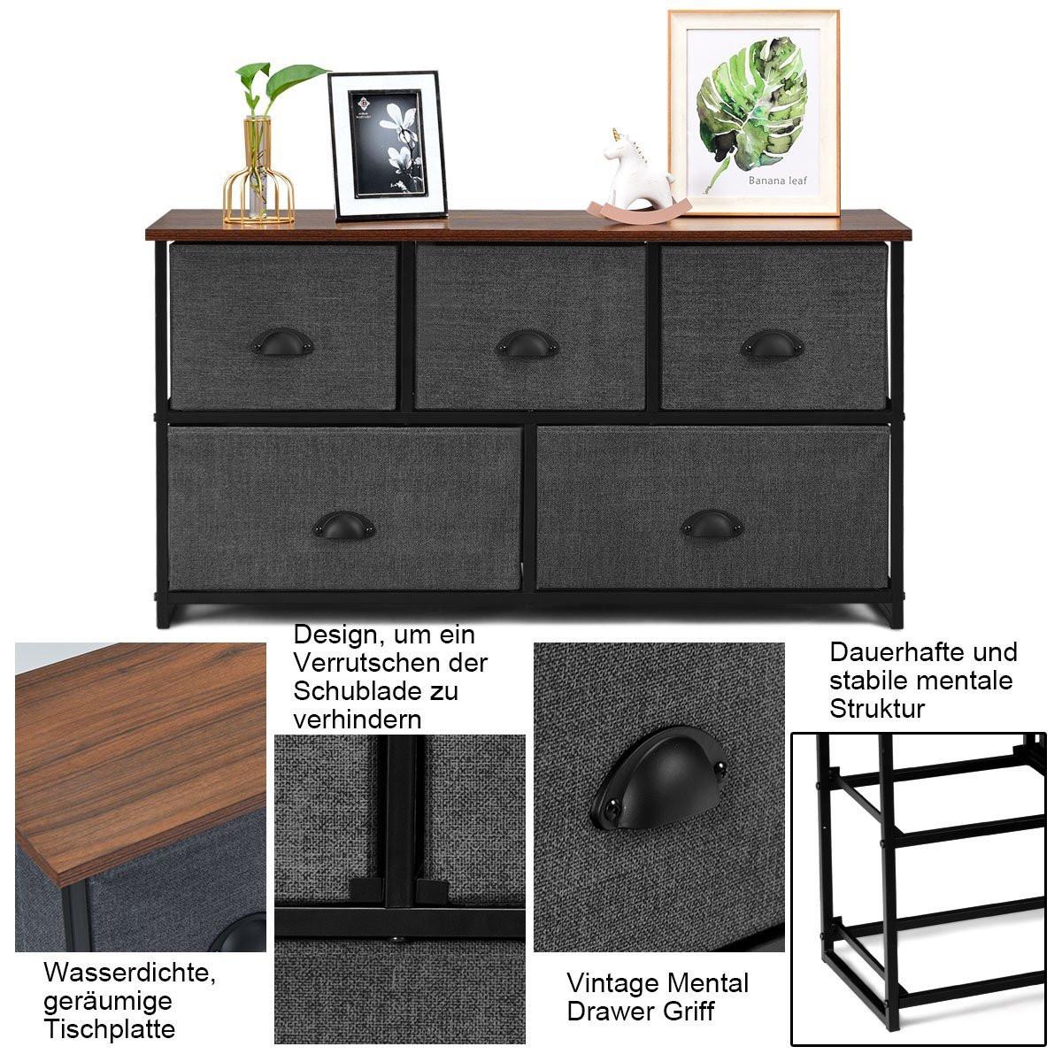 Northix Meuble de rangement 5 tiroirs Coffre de rangement cube horizontal  