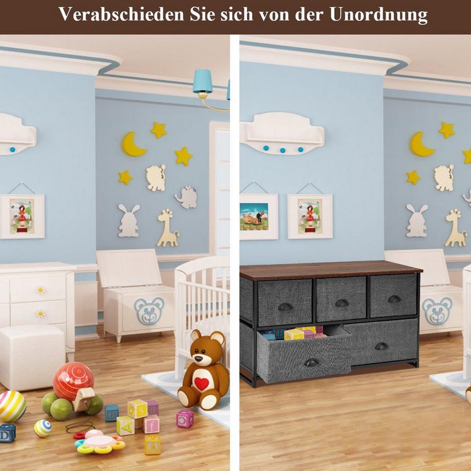 Northix Cassettiera portaoggetti a cubo orizzontale con 5 cassetti, 100 x 30 x 53,5 cm  