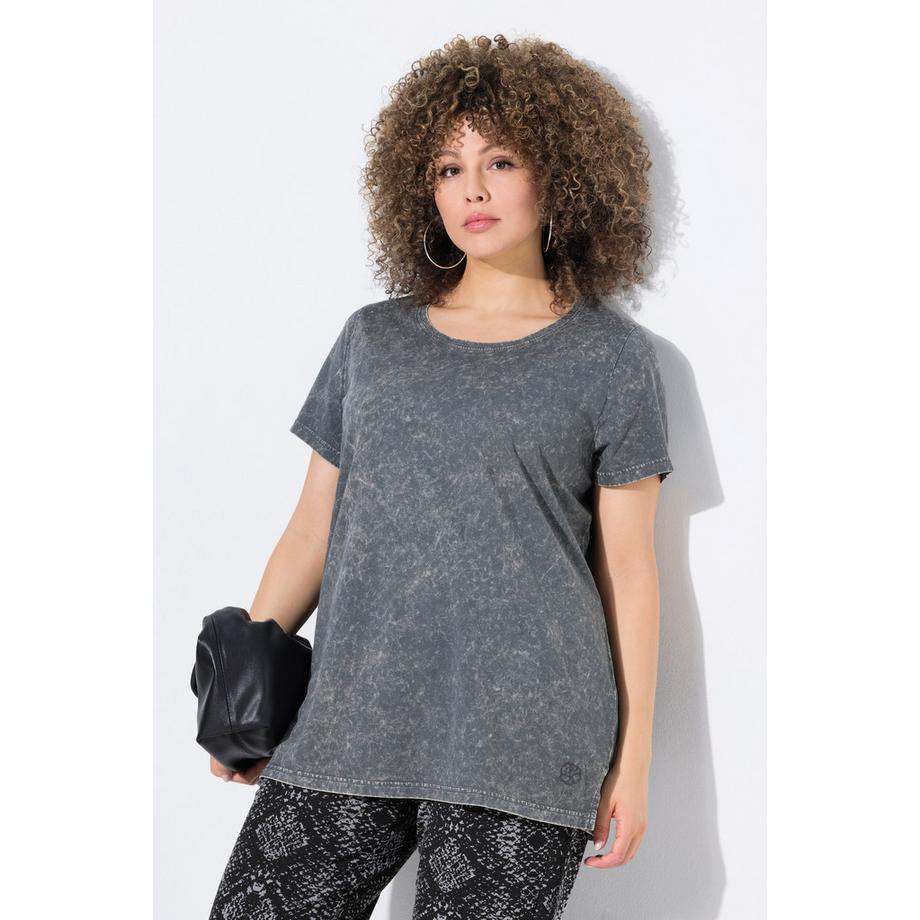 Ulla Popken T-shirt Classic Fit Lavaggio Vintage Rivetti Decorativi  