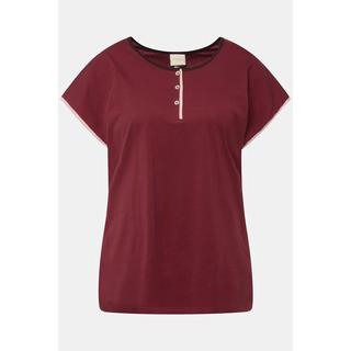 Ulla Popken  Pyjama-T-Shirt, Paspel, Rundhals, Halbarm, Biobaumwolle 