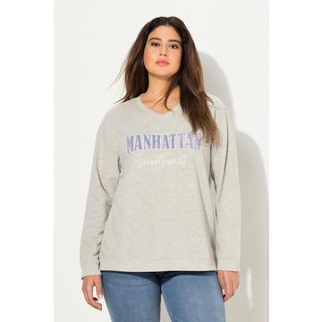 Sweat-shirt col en V et manches longues, imprimé en tissu éponge