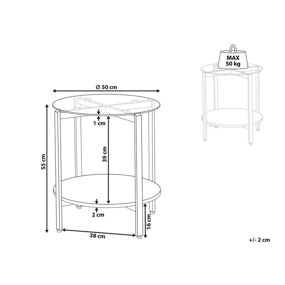 Beliani Table d'appoint en Métal Moderne LOVELL  