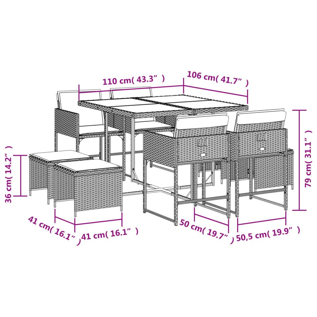 VidaXL set da pranzo da giardino Polirattan  