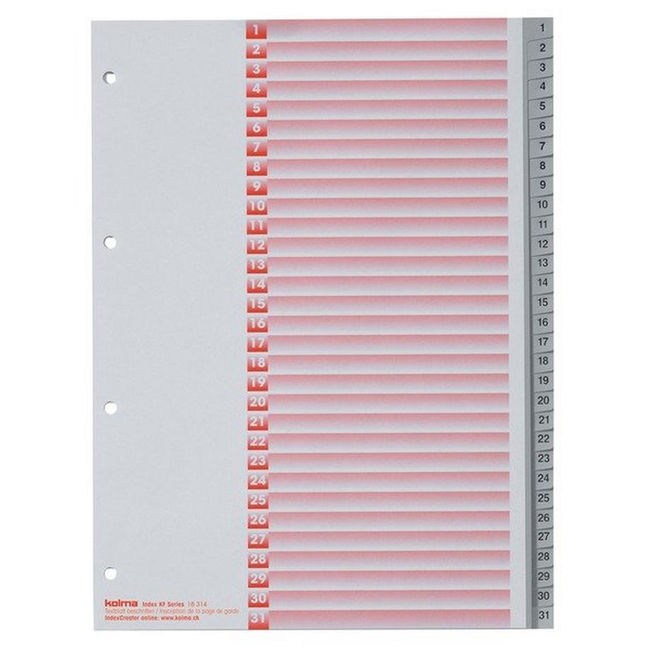 Kolma  KOLMA Register PP grau A4 18.314.03 1-31, Kolmaflex 