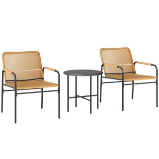 Northio 3 pezzi Set bistrot in rattan, dinette, set da giardino con 2 sedie da giardino, tavolino, set di mobili da balcone per giardino, terrazza, acciaio, giallo |  