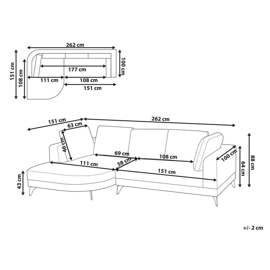 Beliani Canapé d'angle en Tissu chenille Moderne MARUM  