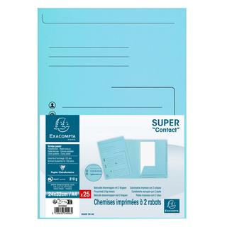 Exacompta 25er Packung Aktenmappen mit 2 Klappen SUPER 210 Contact - 24x32cm - x 5  