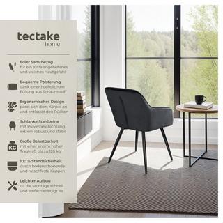Tectake Stuhl Marilyn Samtoptik-schwarze Stuhlbeine  