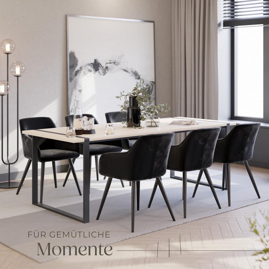 Tectake Esszimmerstuhl Marilyn gepolstert, in Samtoptik durchgehende Lehne  