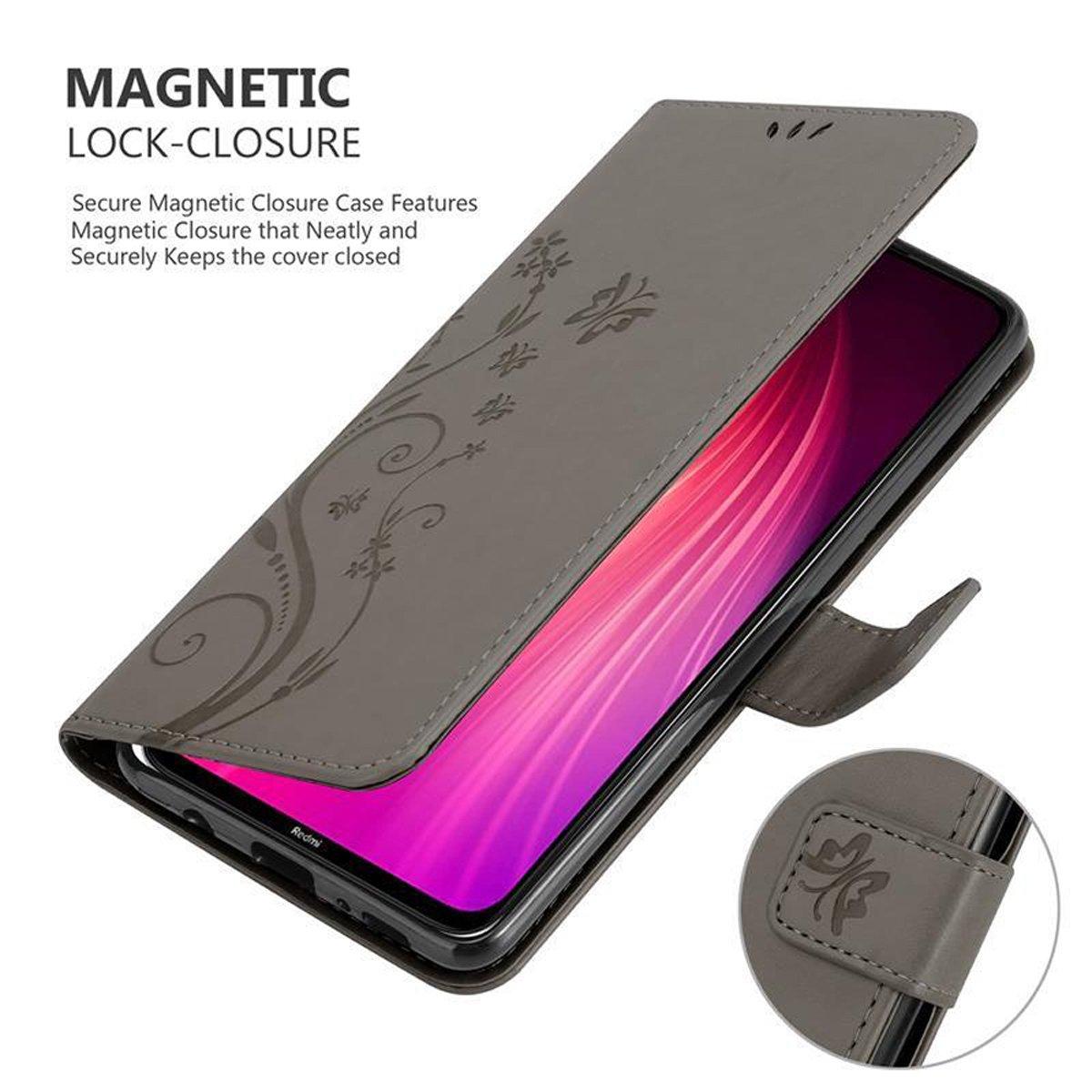 Cadorabo  Housse compatible avec Xiaomi RedMi NOTE 8 - Coque de protection au design floral avec fermeture magnétique, fonction de support et emplacements pour cartes 