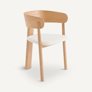 Fauteuil de table chêne et bouclette