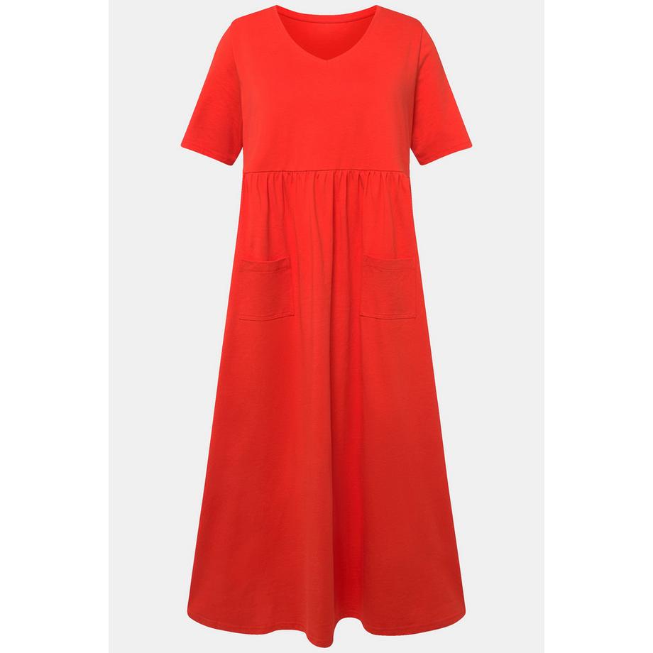 Ulla Popken Abito in jersey Cucitura impero Taglio svasato Scollo a V Mezze maniche  