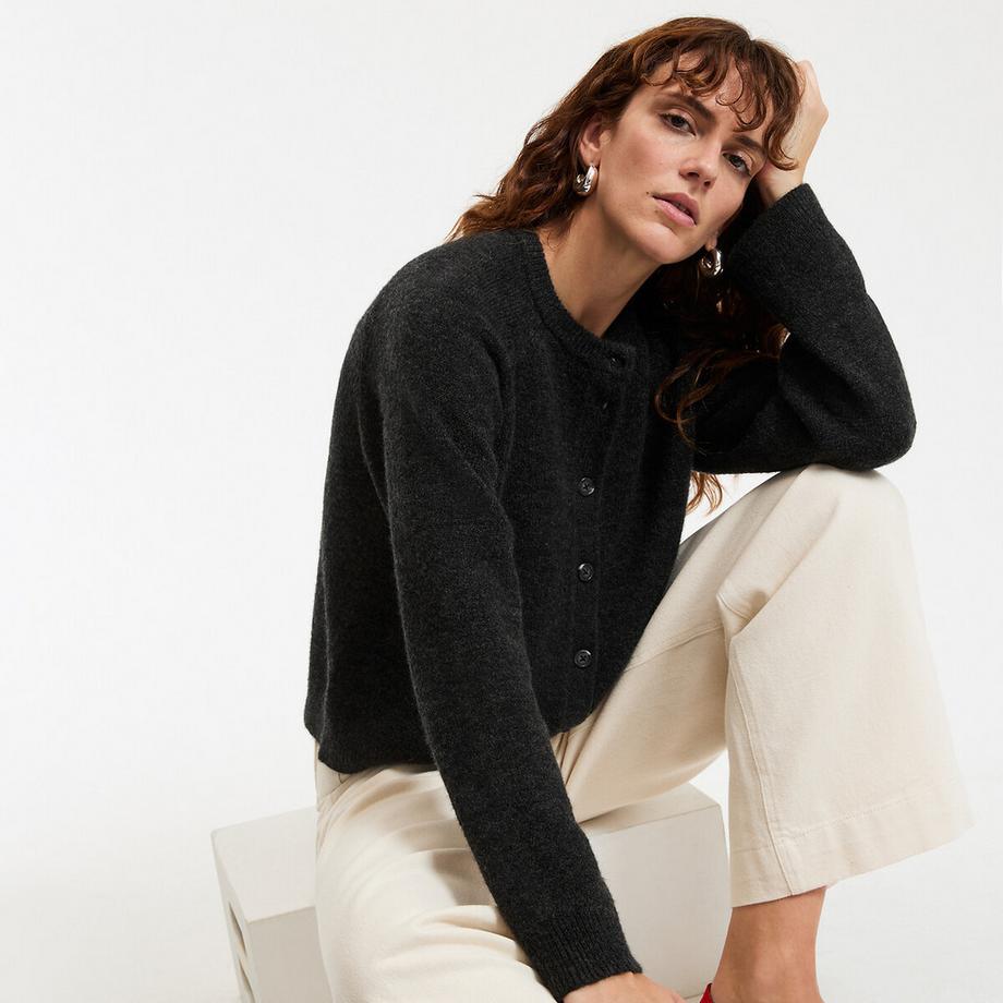 Cardigan col rond en grosse maille