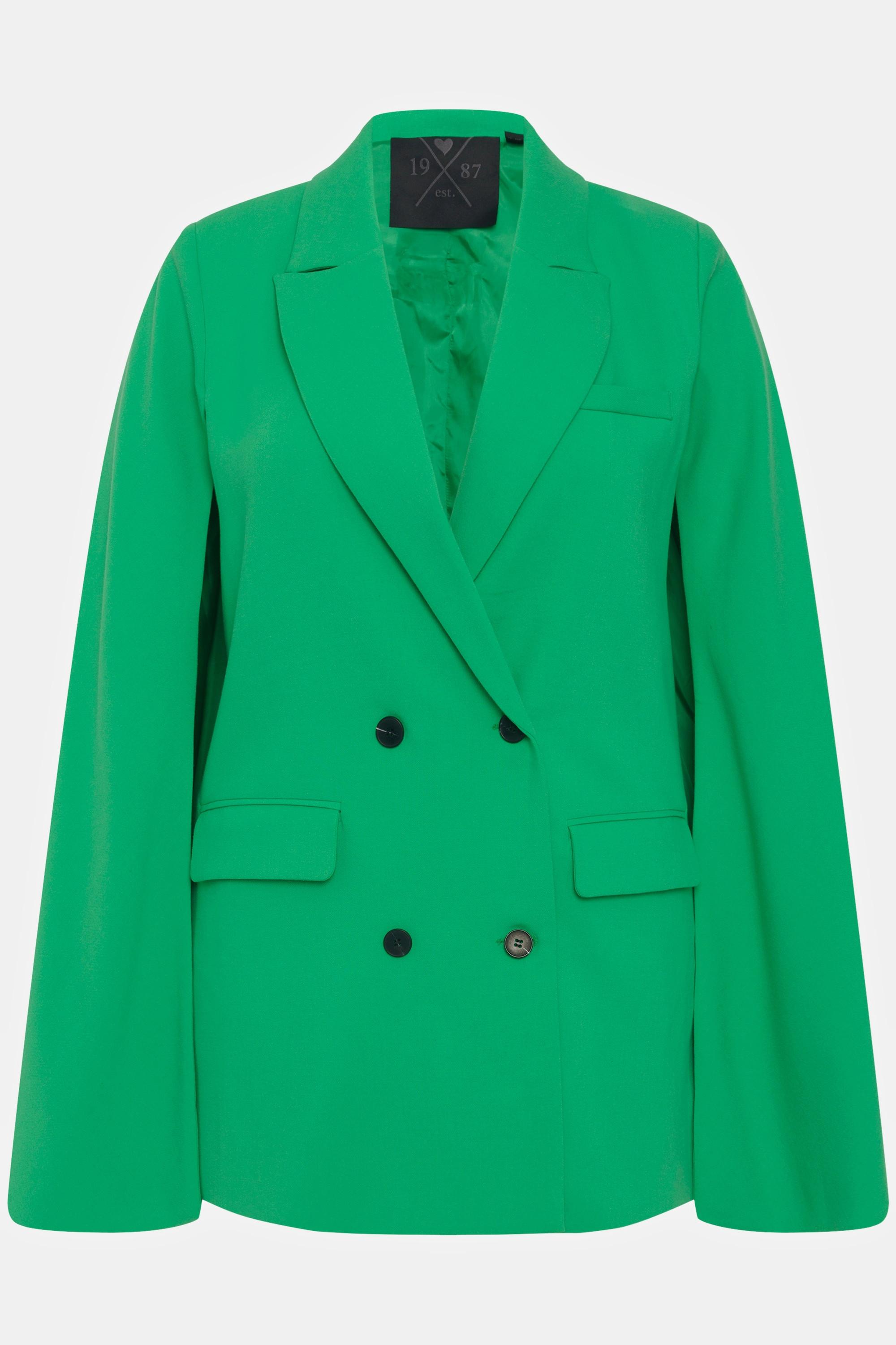 Ulla Popken  Blazer mit Cape, A-Linie, Reverskragen, doppelreihig 