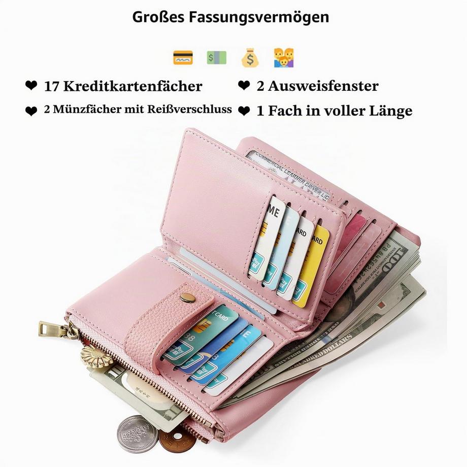 Only-bags.store Mittelgroßes dreifach faltbares Portemonnaie mit RFID-Blockierung  