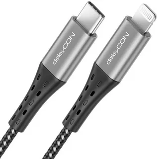 deleyCON  deleyCON MK4253 Lightning-Kabel 1,5 m Schwarz, Grau 