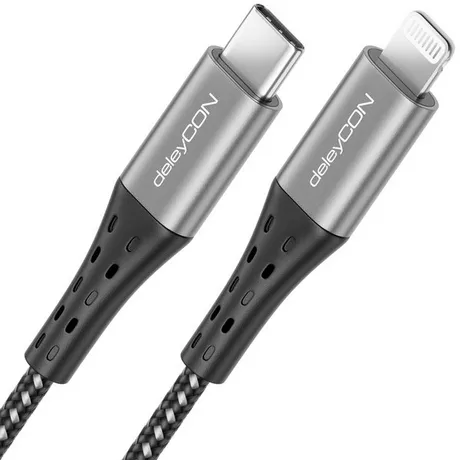 deleyCON  deleyCON MK4253 Lightning-Kabel 1,5 m Schwarz, Grau 