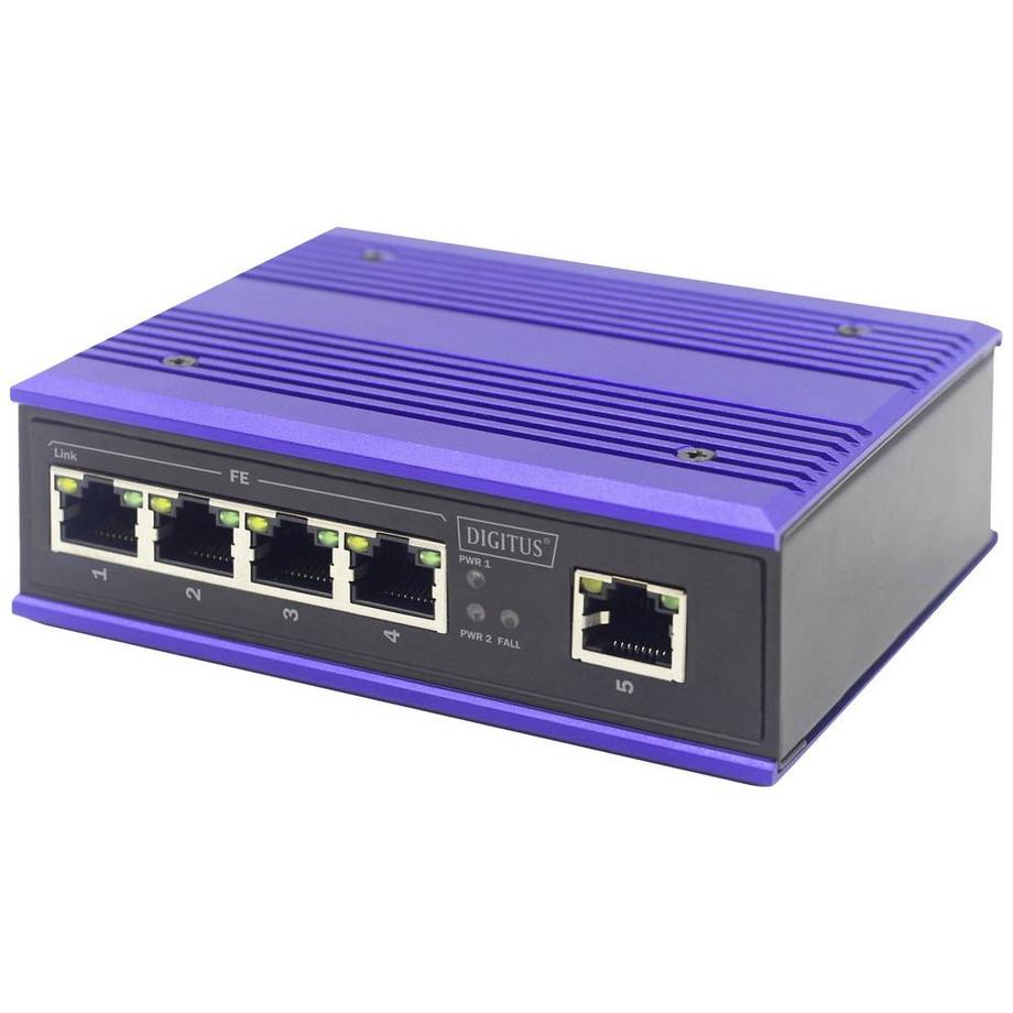 Digitus  Industrieller 5-Port Fast Ethernet Switch, unmanaged, reduntande Stromversorgung 