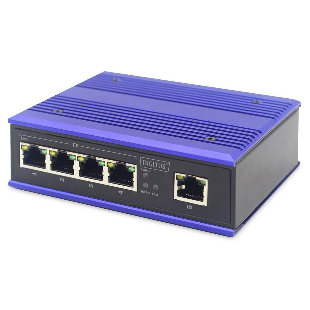 Digitus  Industrieller 5-Port Fast Ethernet Switch, unmanaged, reduntande Stromversorgung 