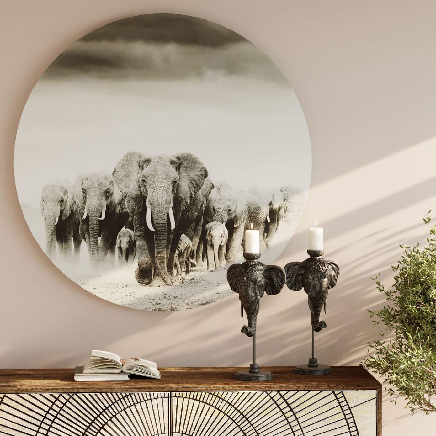 KARE Design Glasbild Elephant Walk rund 120  