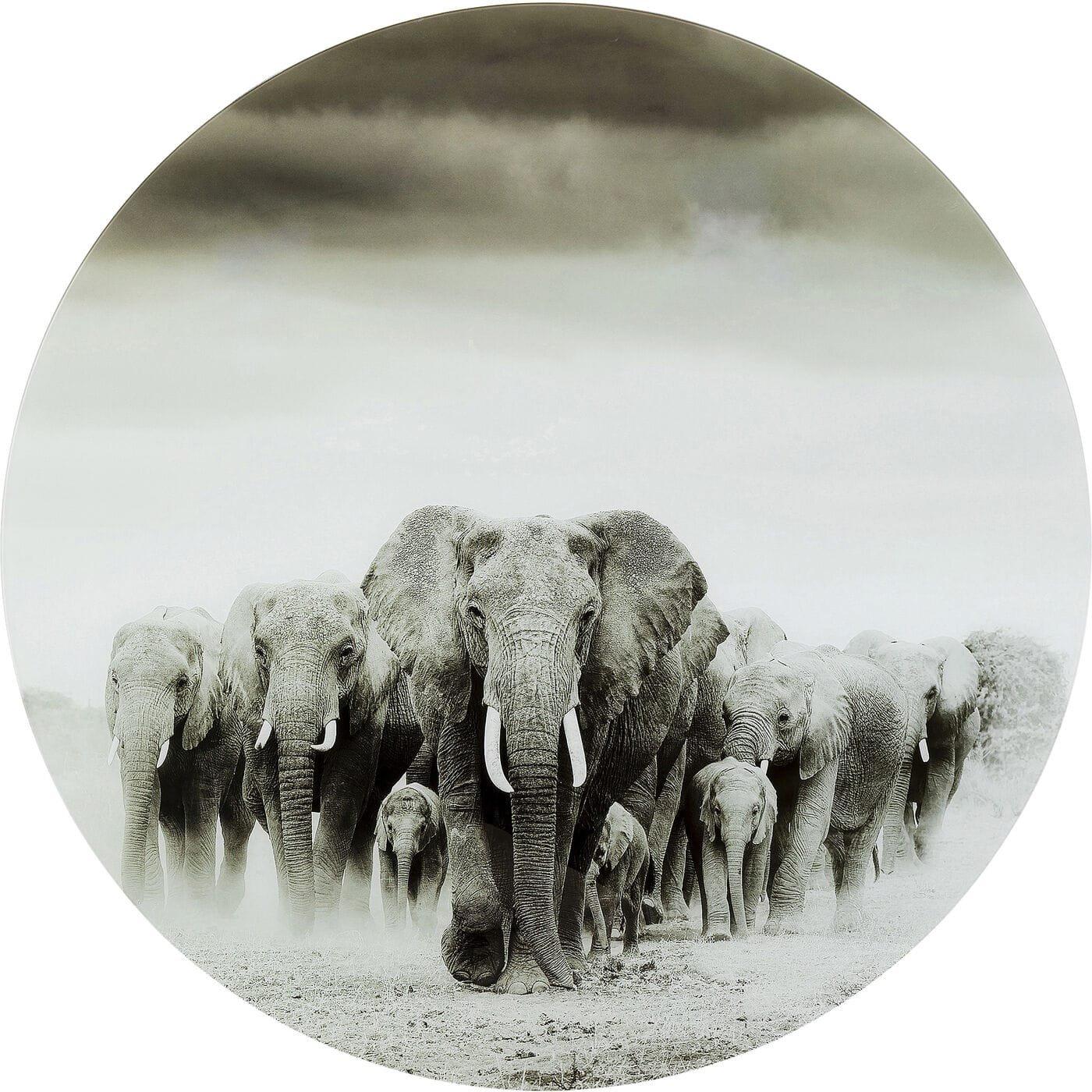 KARE Design Glasbild Elephant Walk rund 120  