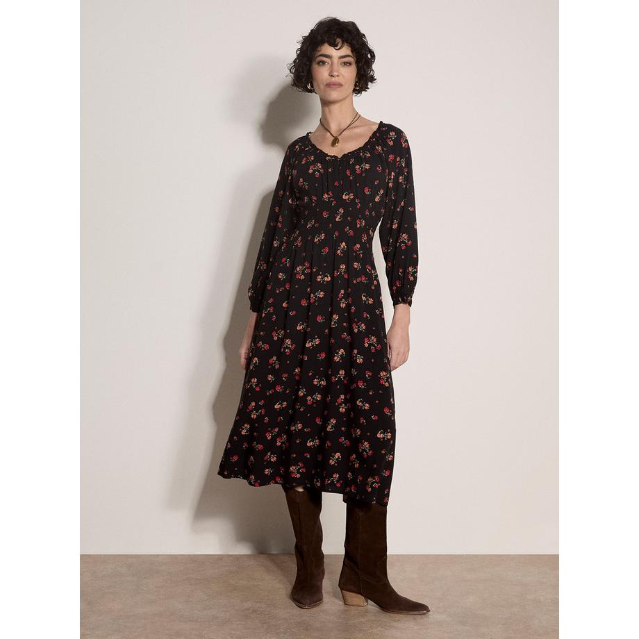 Robe midi à motifs floraux
