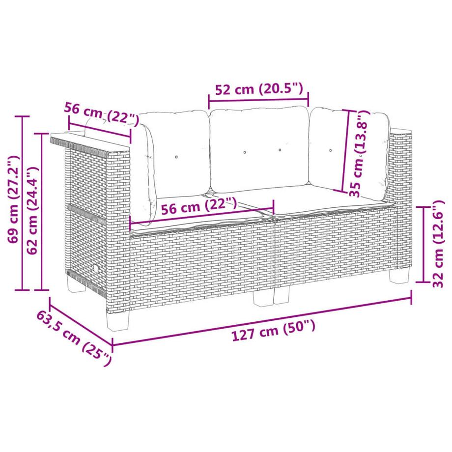 VidaXL Canapé de jardin rotin synthétique  