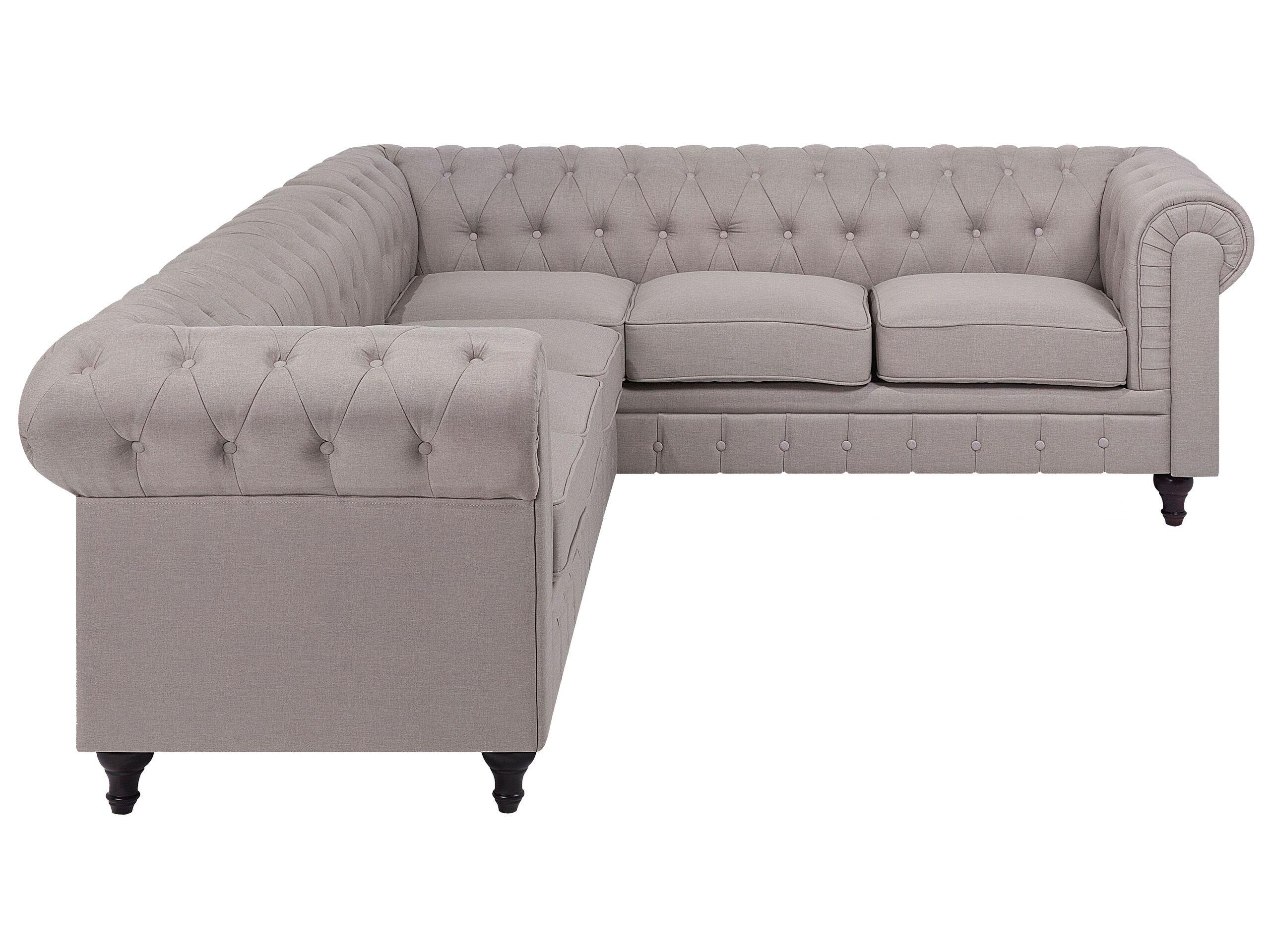 Beliani Linksseitiges Ecksofa aus Polyester Glamourös CHESTERFIELD  