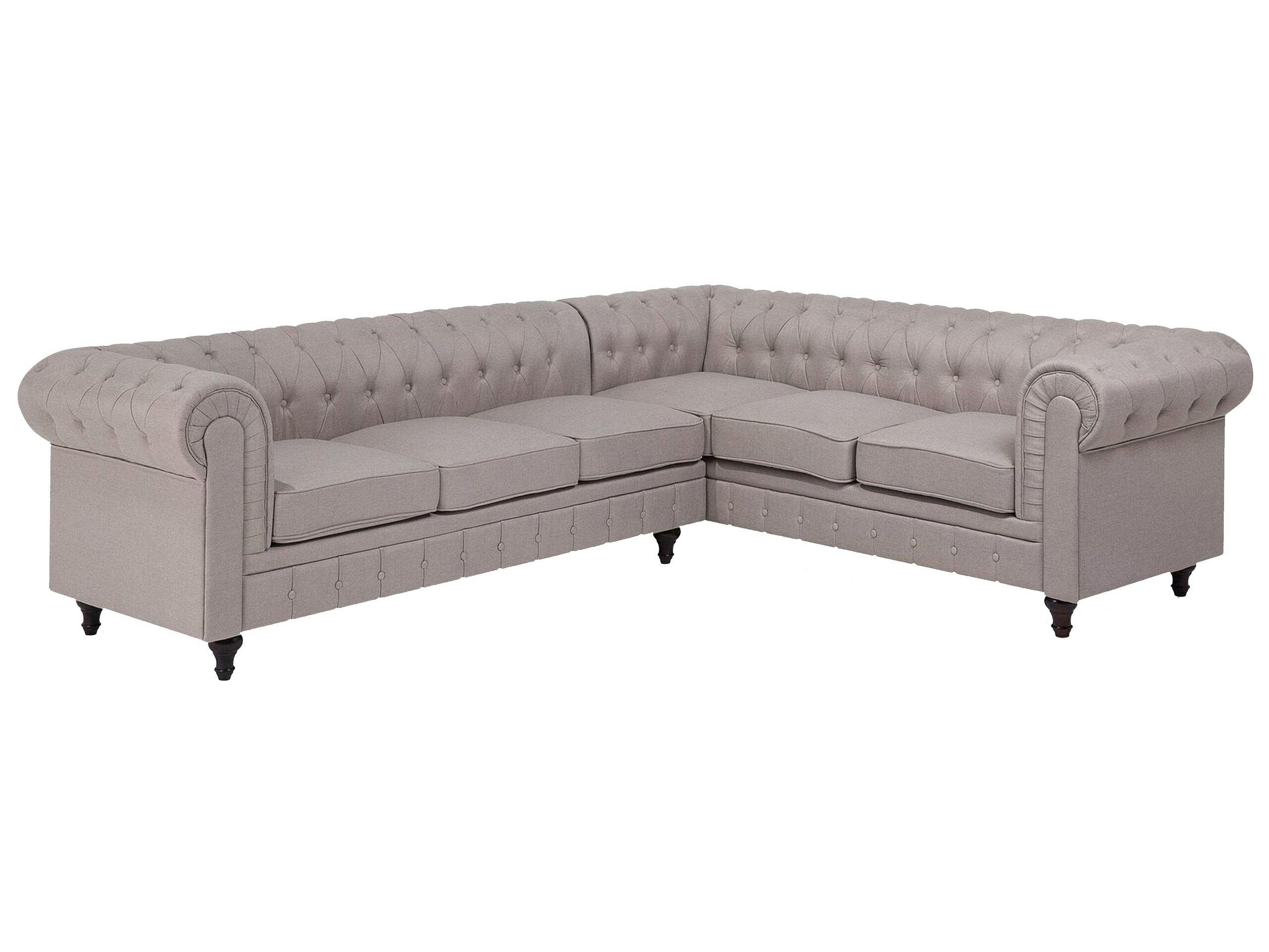 Beliani Linksseitiges Ecksofa aus Polyester Glamourös CHESTERFIELD  