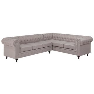 Beliani Linksseitiges Ecksofa aus Polyester Glamourös CHESTERFIELD  