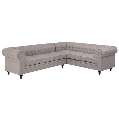 Beliani Canapé d'angle gauche en Polyester Glamour CHESTERFIELD  