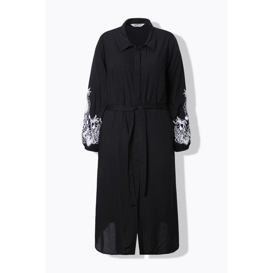 Studio Untold Abito midi chemisier taglio svasato maniche a sbuffo ricamate  