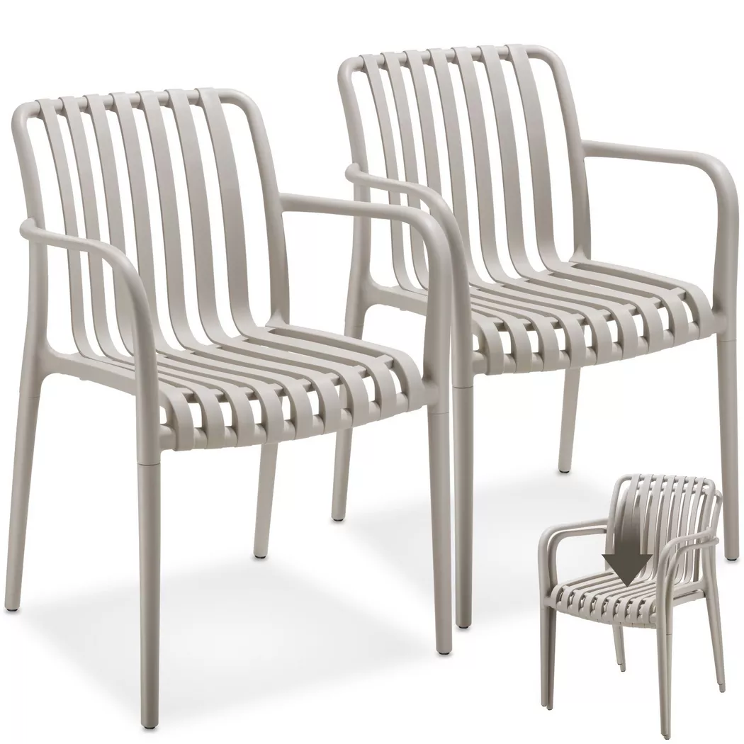 Tectake - Chaises de jardin ALCUDIA résistant aux intempéries et aux UV, 2 Stück, Taupe
