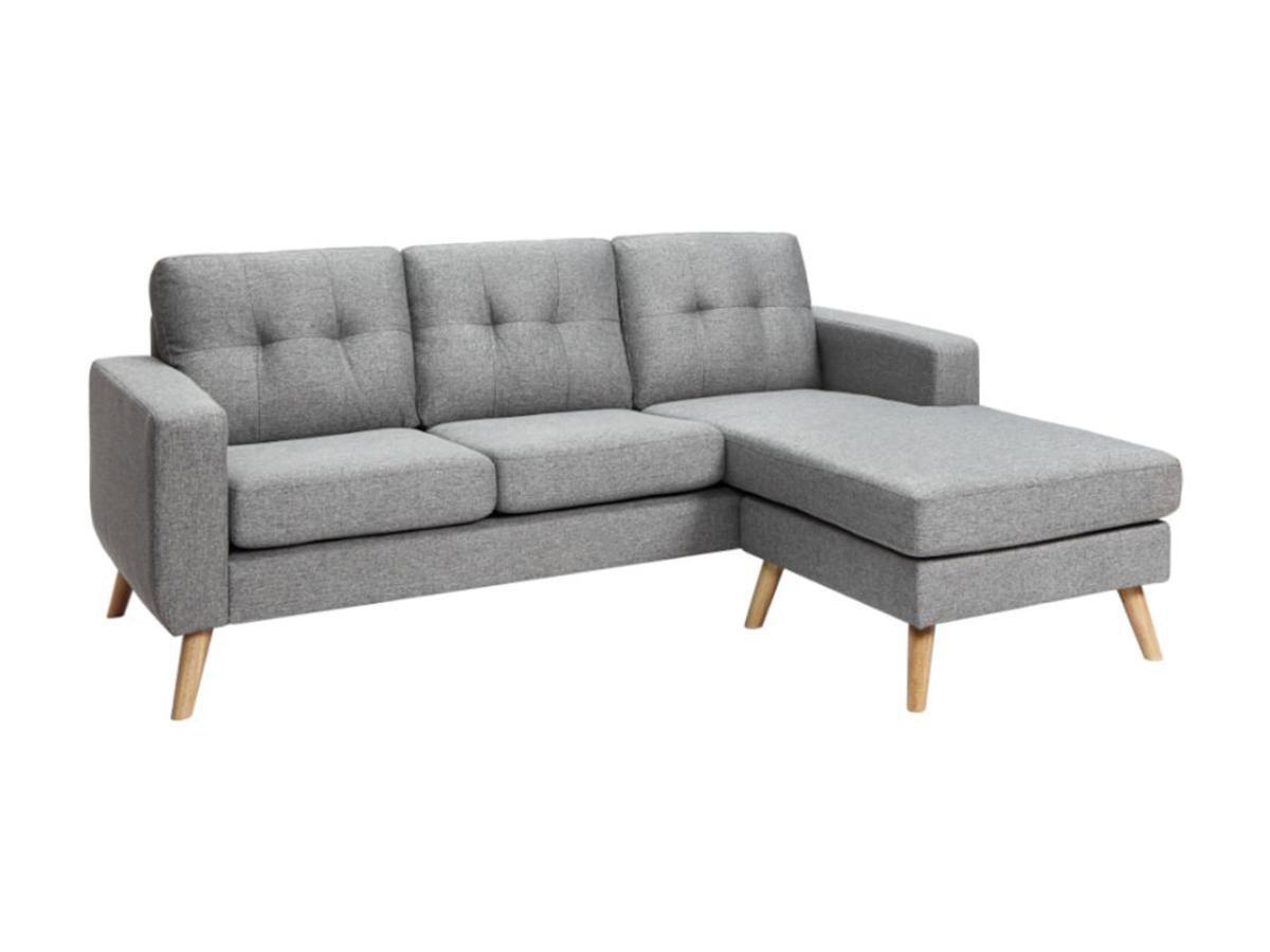 Vente-unique Ecksofa BARTOLOME Stoff Ecke wechselbar meliert  