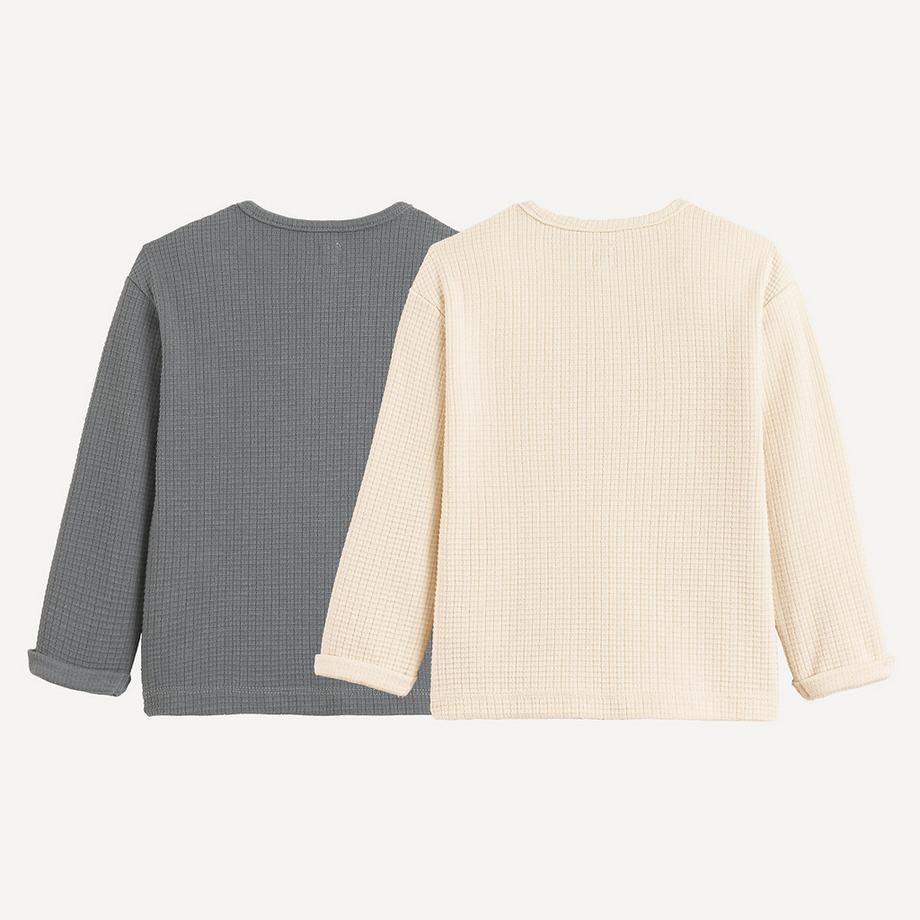 La Redoute Collections  2er-Pack Langarm-T-Shirts mit Henley-Ausschnitt aus Waffeljersey 