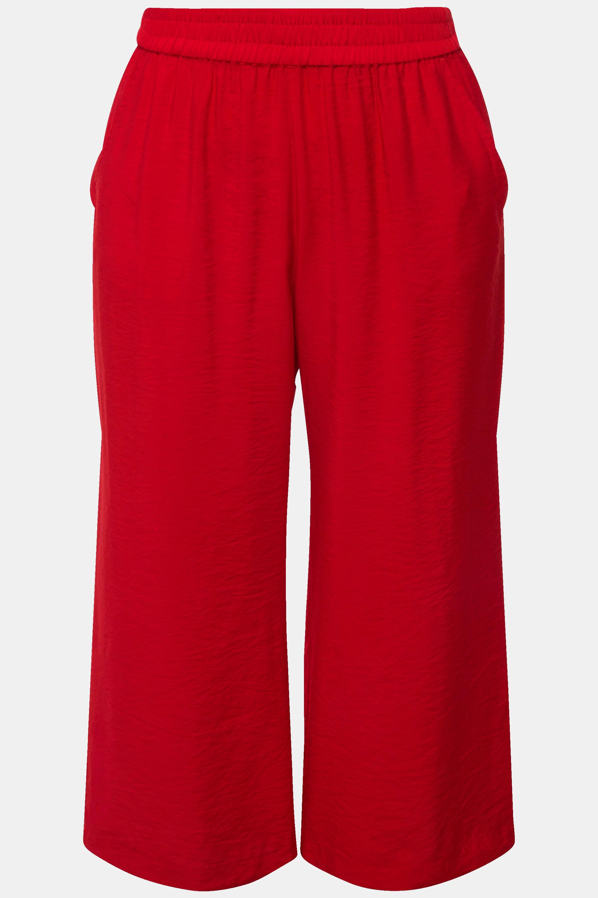 Ulla Popken  Culottes con taglio della gamba ampio, effetto stropicciato e cintura elastica 