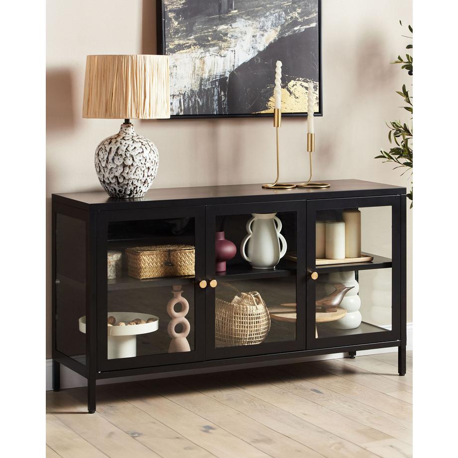 Beliani Sideboard mit Glastüren aus Stahl  NEWPORT  