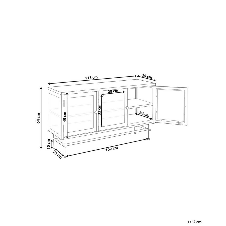 Beliani Sideboard mit Glastüren aus Stahl  NEWPORT  